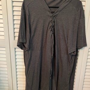 SHEIN Dark Gray Lace-Up Blouse